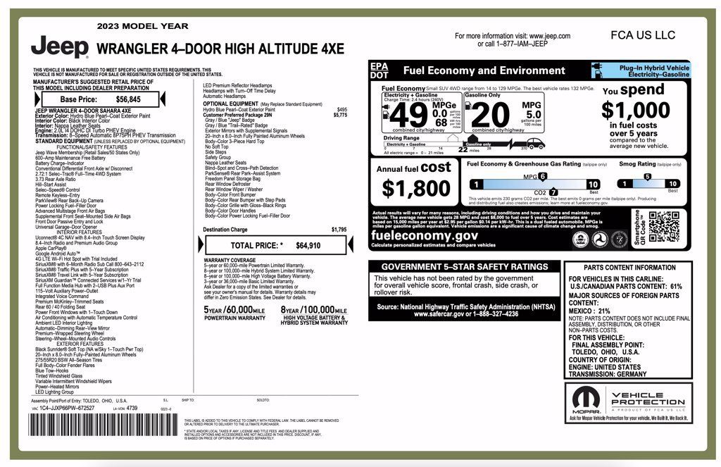 Certified 2023 Jeep Wrangler Unlimited Sahara AWD/4WD image 7