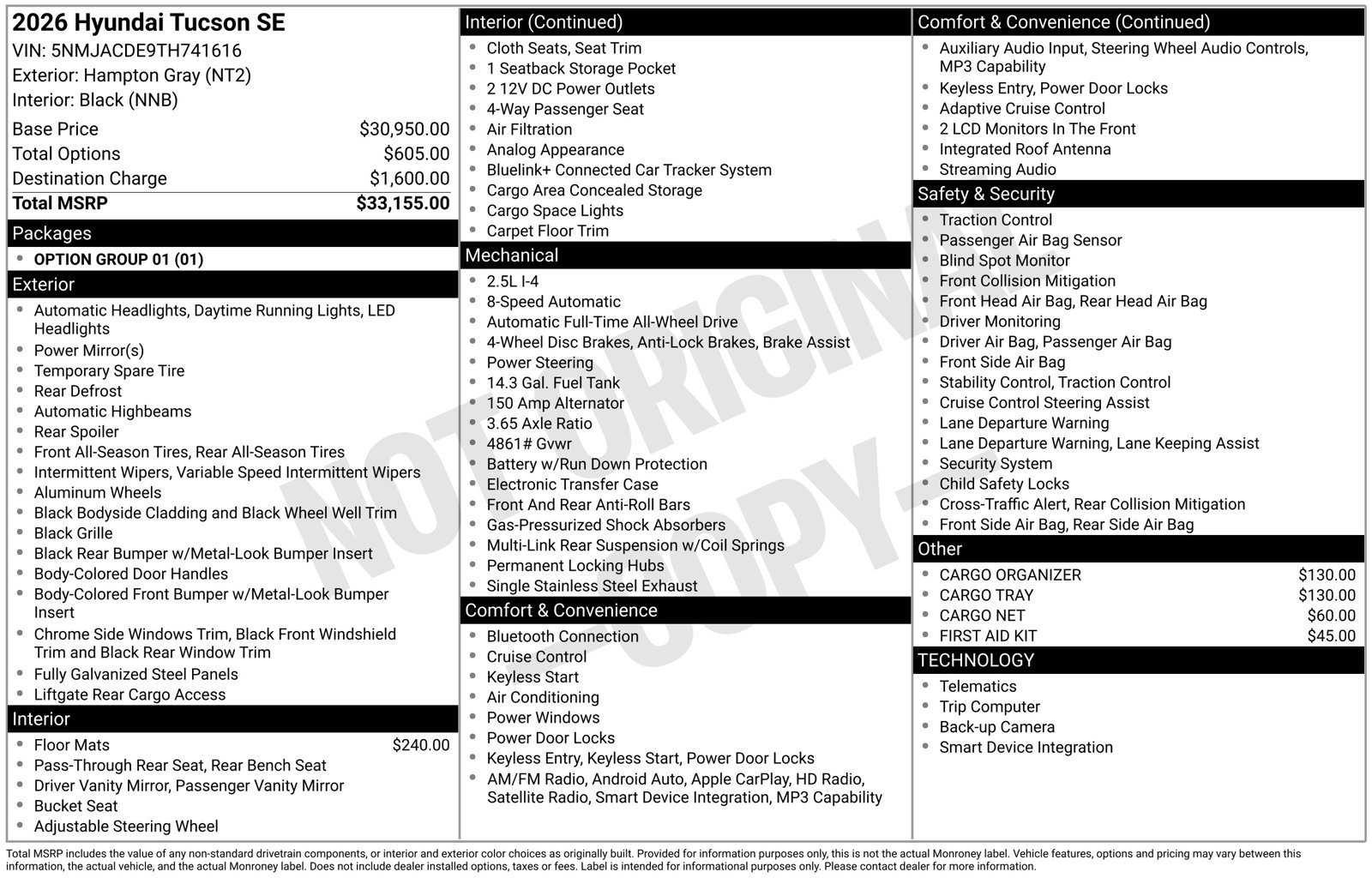 New 2026 Hyundai Tucson SE AWD/4WD image 20