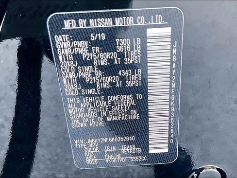 Certified 2019 Nissan Armada Platinum w/ Captain's Chairs Package image 33