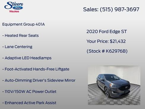Used 2020 Ford Edge ST w/ Equipment Group 401A AWD/4WD image 16