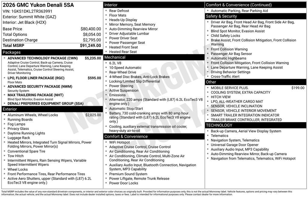 New 2026 GMC Yukon Denali w/ Advanced Technology Package RWD image 17