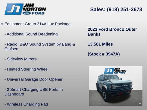 Used 2023 Ford Bronco Outer Banks w/ Sasquatch Package AWD/4WD image 14