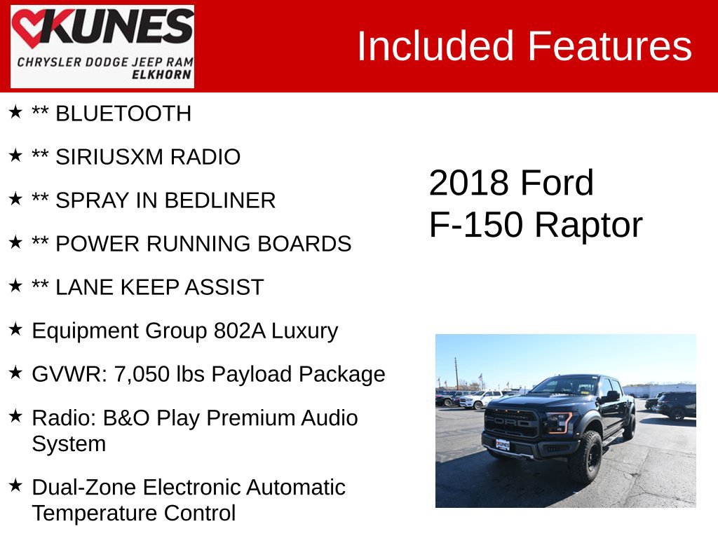 Used 2018 Ford F150 Raptor w/ Equipment Group 802A Luxury AWD/4WD image 3