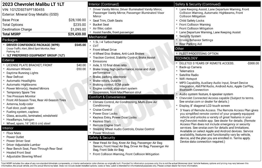 Used 2023 Chevrolet Malibu LT w/ Driver Confidence Package FWD image 32