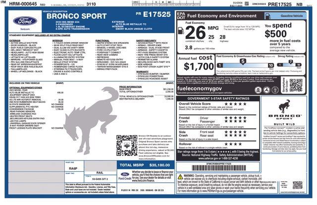Used 2023 Ford Bronco Sport Big Bend w/ Convenience Package AWD/4WD image 19