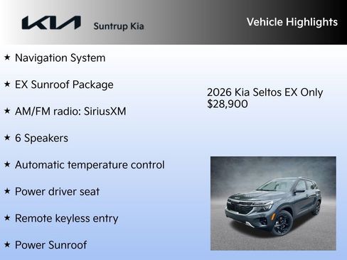 New 2026 Kia Seltos EX w/ EX Sunroof Package image 7
