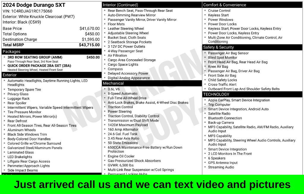 Used 2024 Dodge Durango SXT w/ 3rd Row Seating Group AWD/4WD image 1
