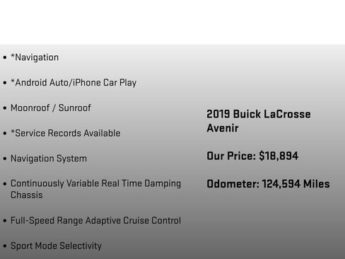 Used 2019 Buick LaCrosse Avenir w/ Driver Confidence Package II AWD/4WD image 18