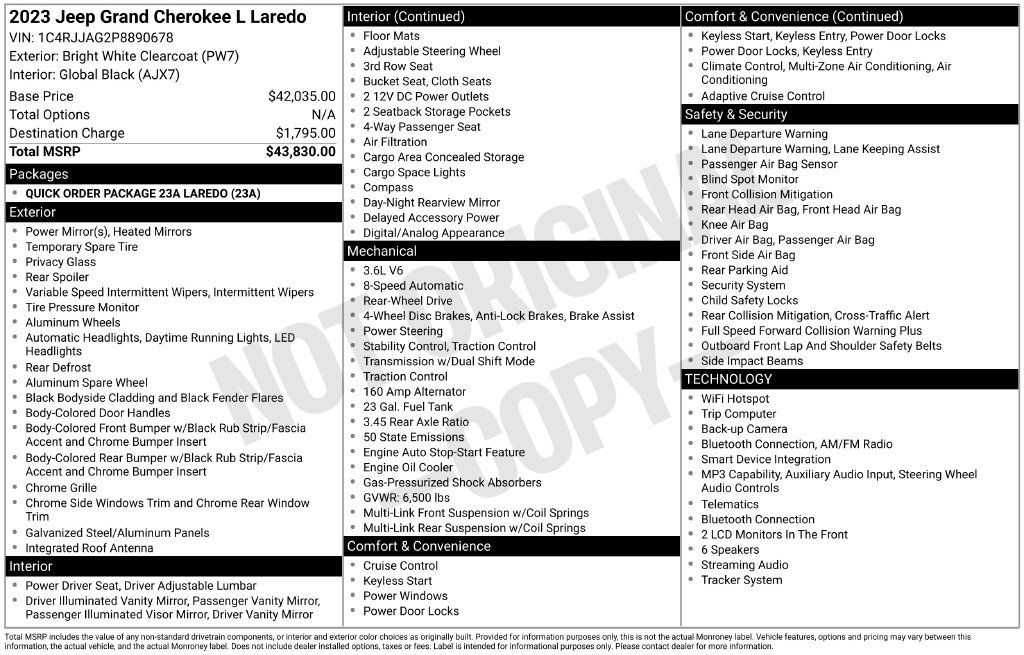 Certified 2023 Jeep Grand Cherokee L Laredo RWD image 8