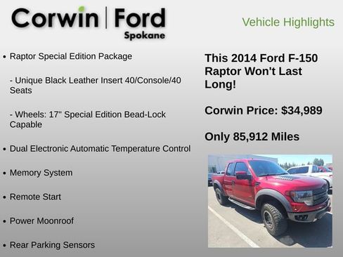 Used 2014 Ford F150 Raptor w/ Equipment Group 801A Luxury AWD/4WD image 18