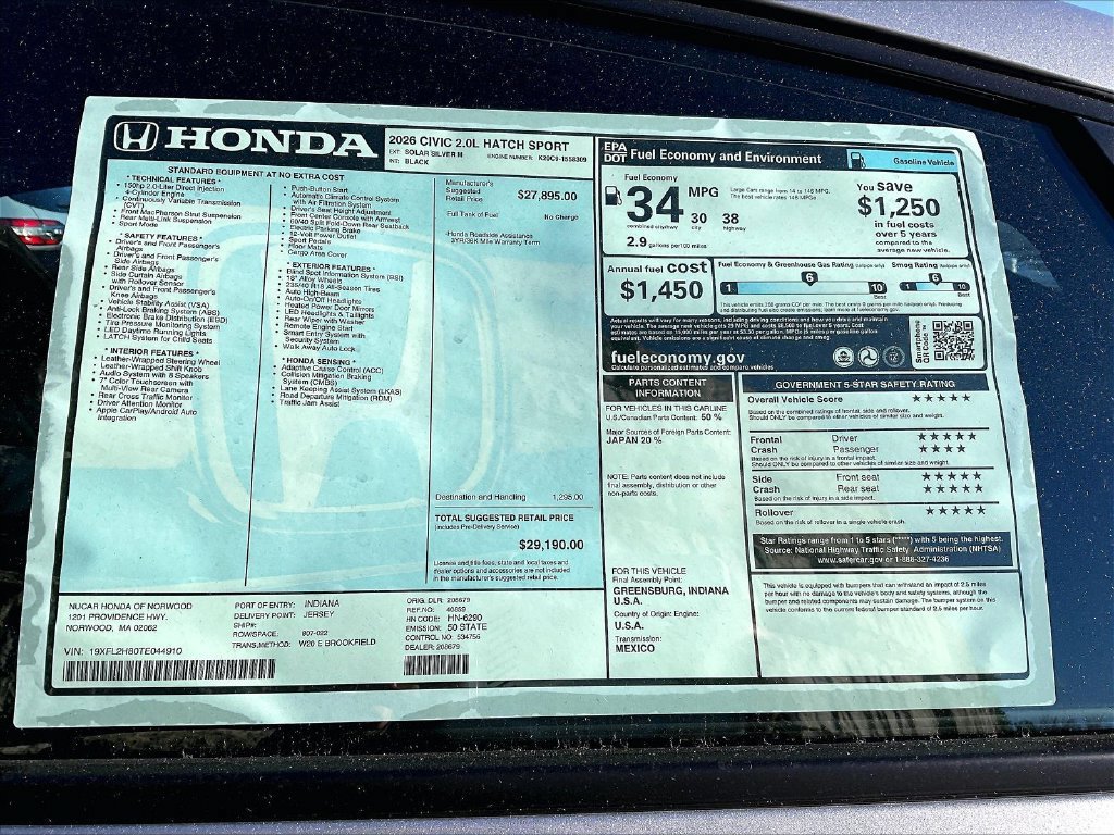 New 2026 Honda Civic Sport image 16