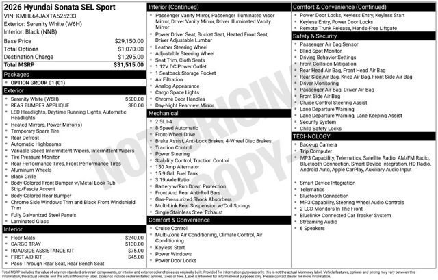 Certified 2026 Hyundai Sonata SEL FWD image 2