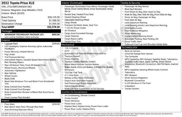 Used 2022 Toyota Prius XLE w/ Advanced Technology Package AWD/4WD image 36