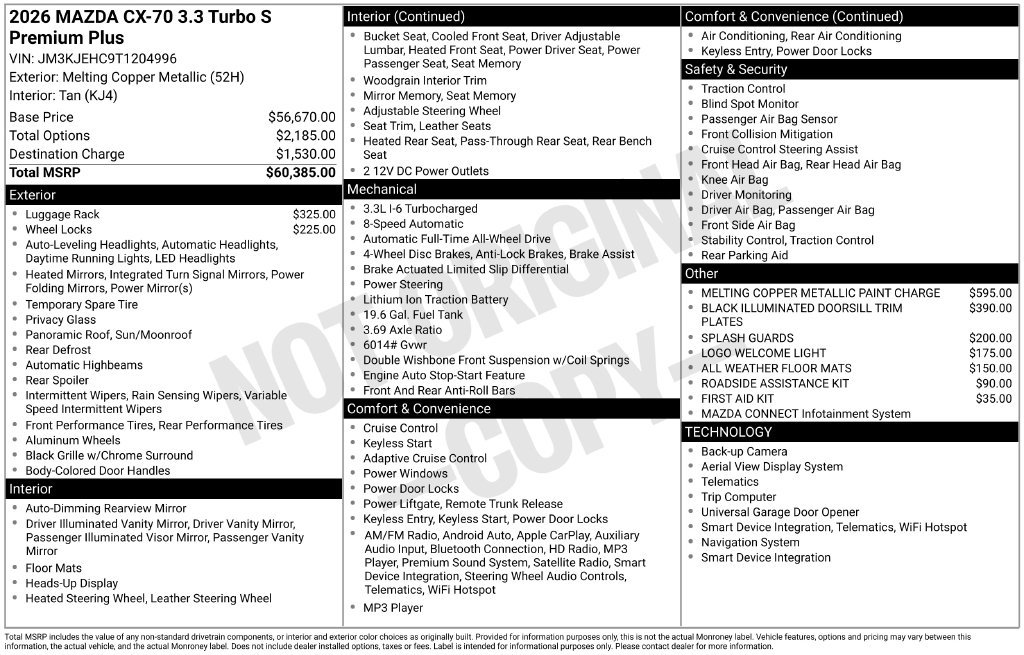 Certified 2026 MAZDA CX-70 3.3 Turbo S w/ Premium Plus AWD/4WD image 14