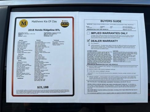 Used 2018 Honda Ridgeline RTL image 15