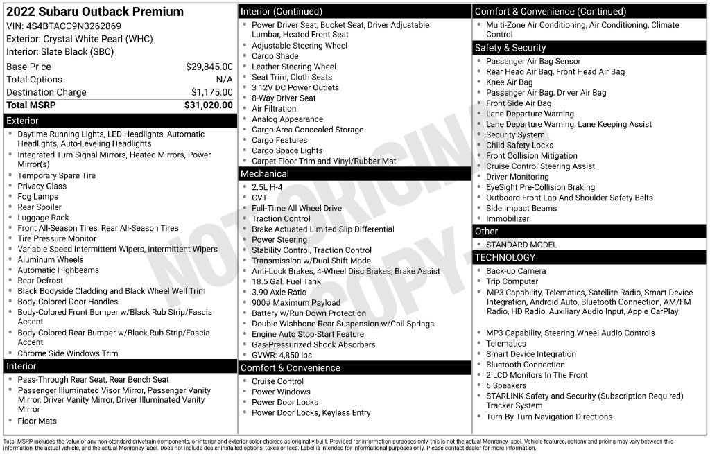 Used 2022 Subaru Outback Premium AWD/4WD image 4