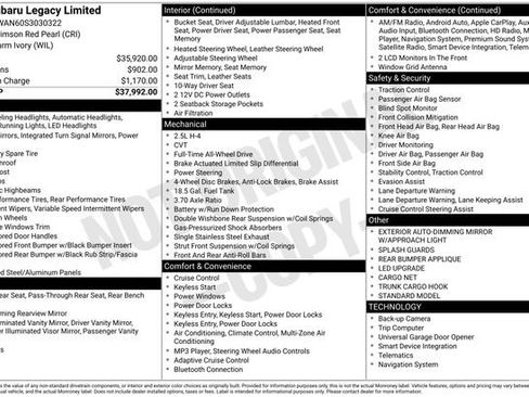 Certified 2025 Subaru Legacy Limited image 32