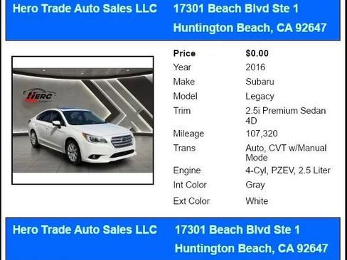Used 2016 Subaru Legacy 2.5i Premium AWD/4WD image 11