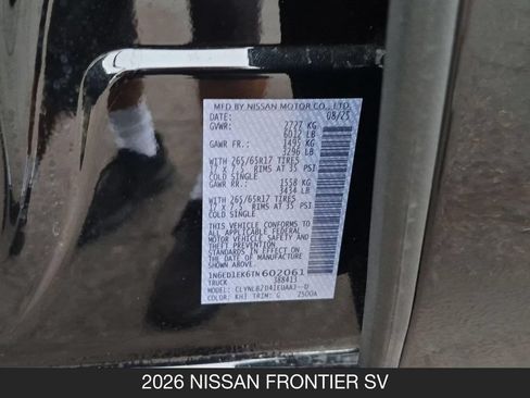 Certified 2026 Nissan Frontier SV w/ All-Weather Content Package AWD/4WD image 24