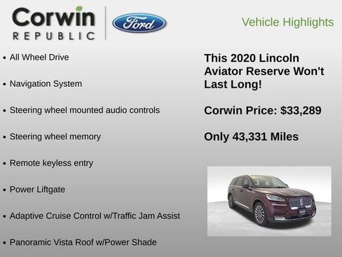 Used 2020 Lincoln Aviator Reserve w/ Equipment Group 201A image 6
