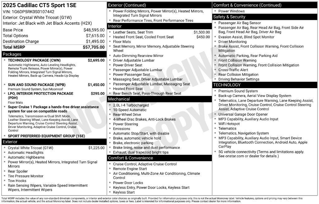 Used 2025 Cadillac CT5 Sport w/ Technology Package RWD image 8