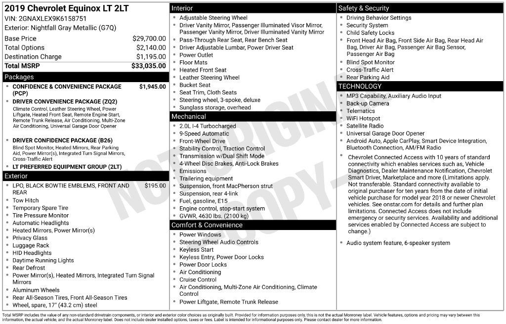 Certified 2019 Chevrolet Equinox LT FWD image 36