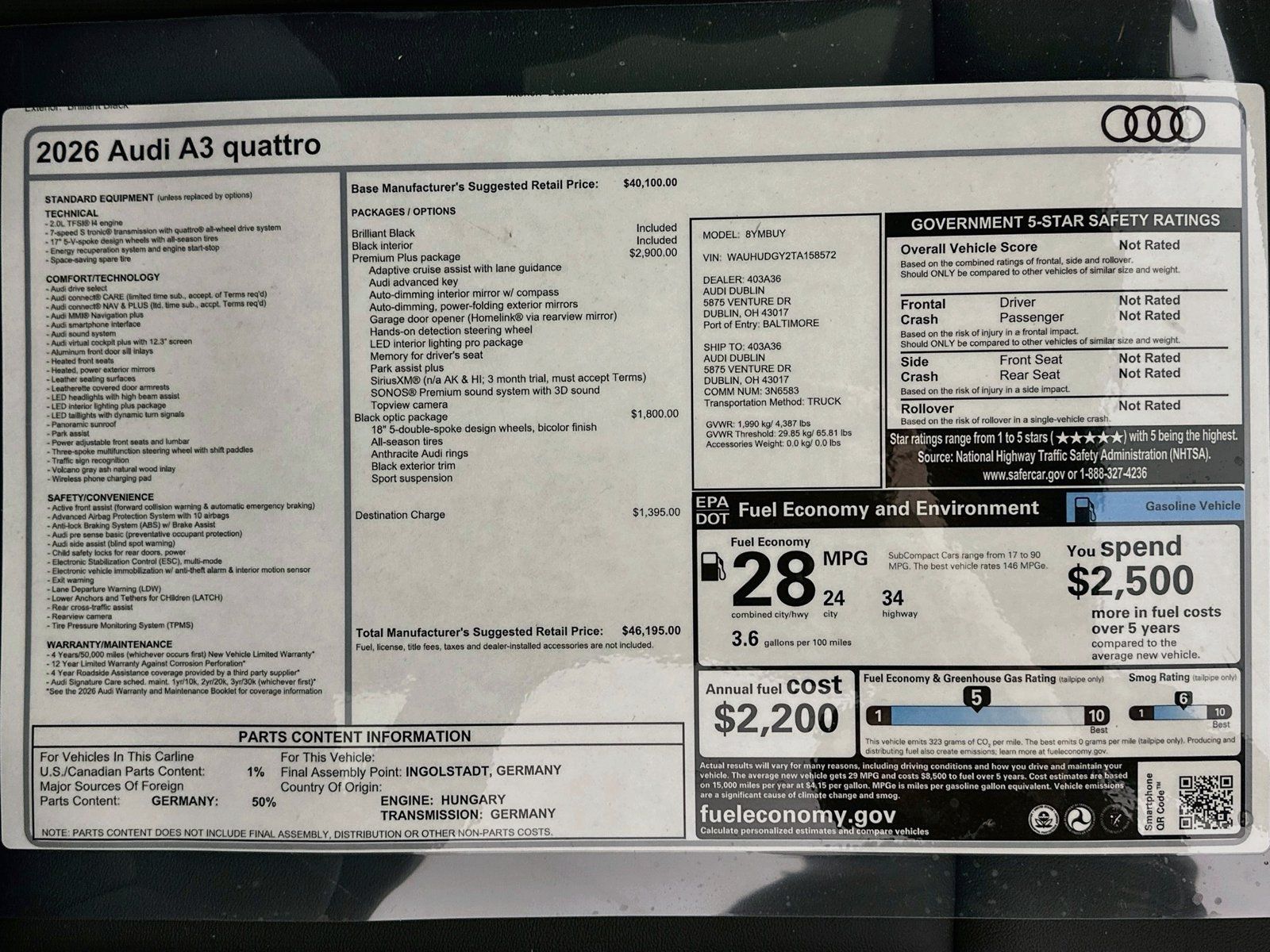 New 2026 Audi A3 2.0T Premium Plus AWD/4WD image 47