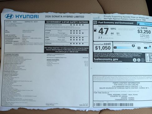 New 2026 Hyundai Sonata Limited FWD image 33