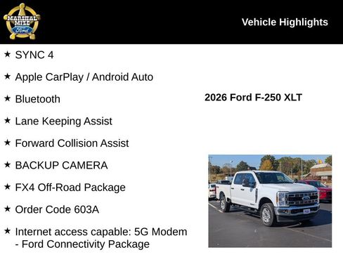 New 2026 Ford F250 XLT w/ FX4 Off-Road Package AWD/4WD image 2