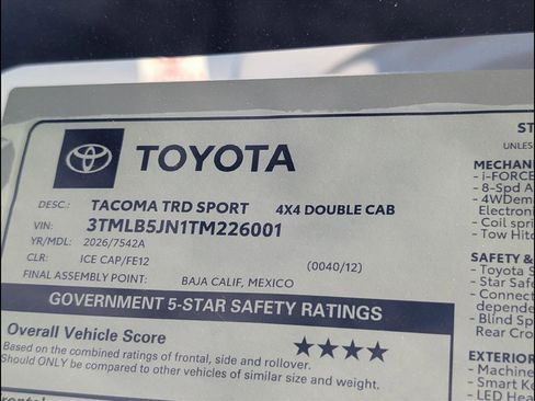 New 2026 Toyota Tacoma TRD Sport image 14