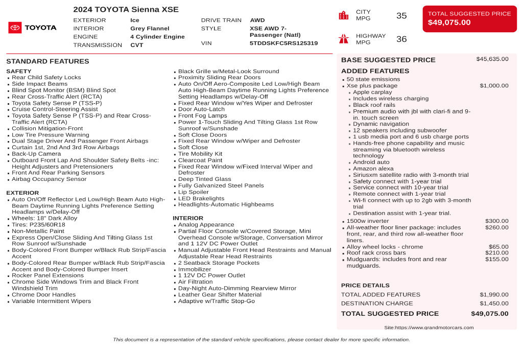 Used 2024 Toyota Sienna XSE w/ XSE Plus Package AWD/4WD image 3