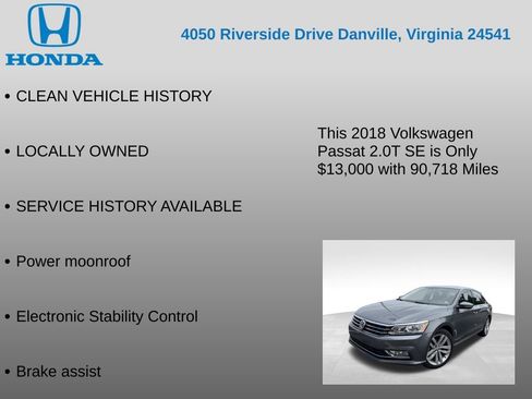 Used 2018 Volkswagen Passat 2.0T SE FWD image 7