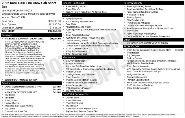 Used 2022 RAM 1500 TRX w/ TRX Level 2 Equipment Group AWD/4WD image 31