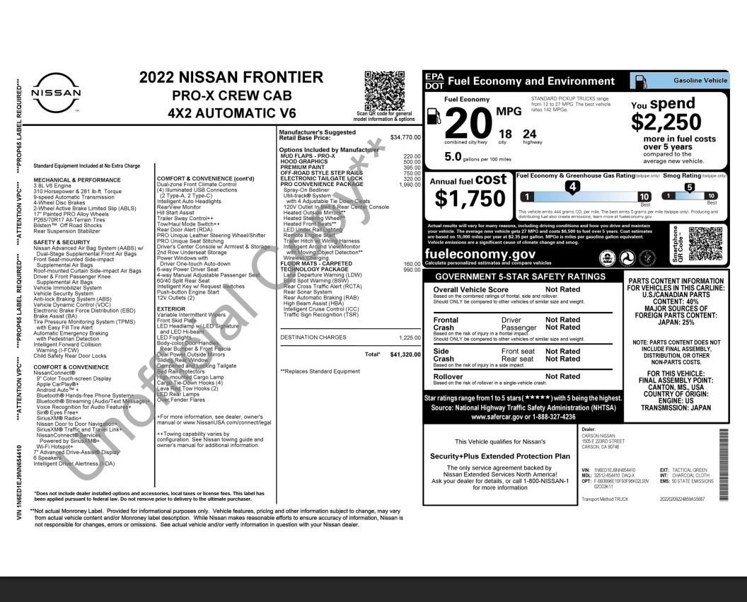 Used 2022 Nissan Frontier Pro-X RWD image 15