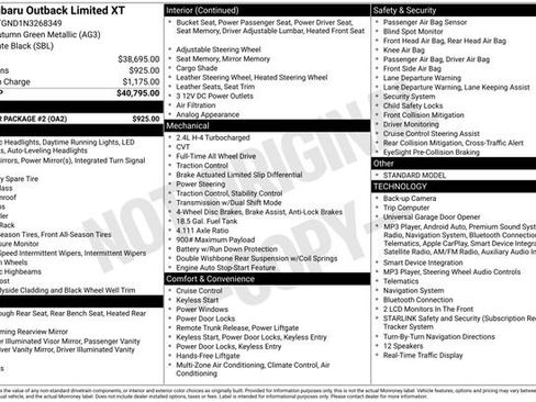 Used 2022 Subaru Outback Limited XT w/ Popular Package #2 AWD/4WD image 5