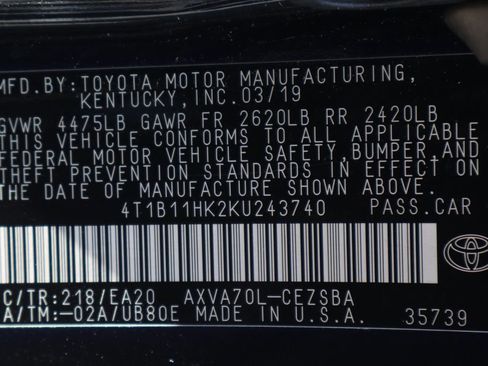 Used 2019 Toyota Camry SE FWD image 44