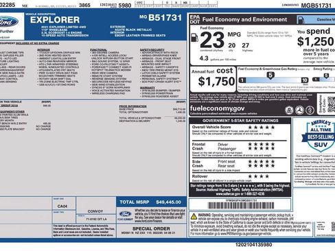 Used 2021 Ford Explorer Limited w/ Equipment Group 301A AWD/4WD image 2