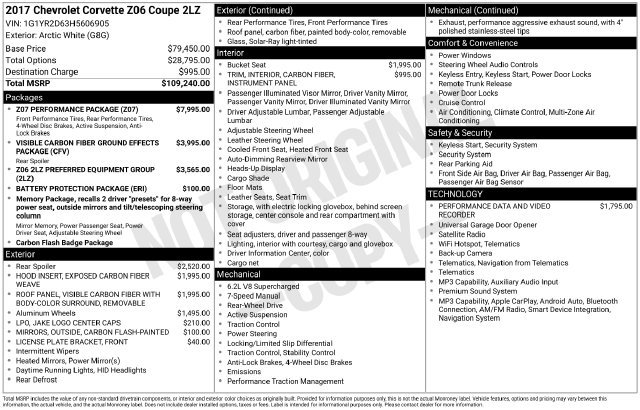 Certified 2017 Chevrolet Corvette Z06 w/ Z07 Performance Package RWD image 21