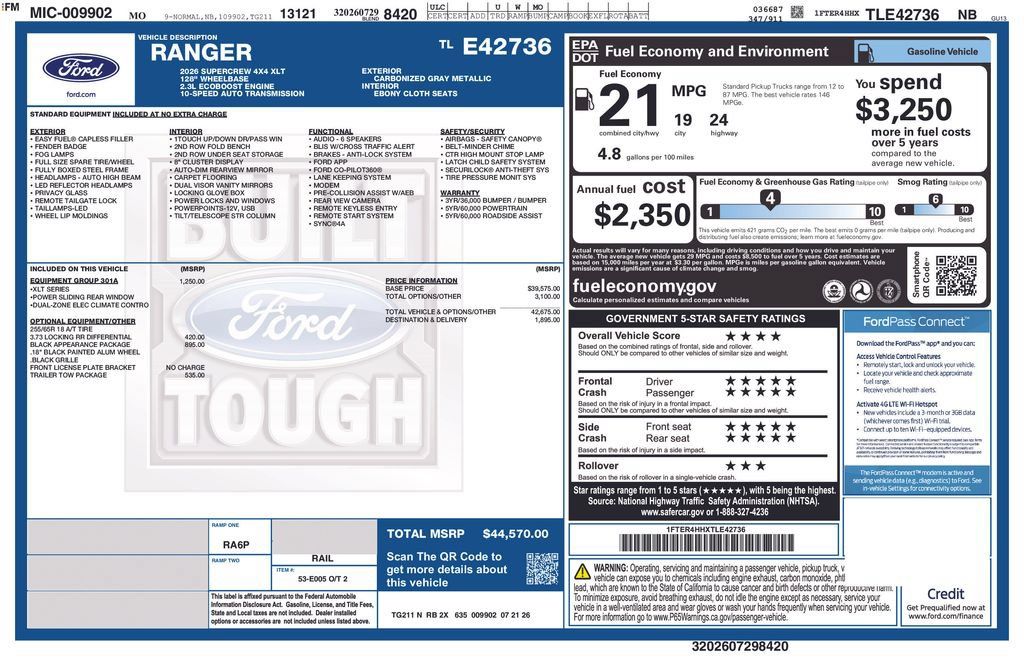 New 2026 Ford Ranger XLT w/ Equipment Group 301A High AWD/4WD image 10