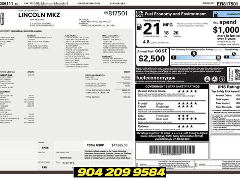 Used 2014 Lincoln MKZ AWD w/ Equipment Group 102A Reserve image 40