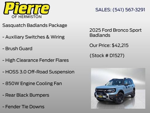 New 2025 Ford Bronco Sport Badlands w/ Sasquatch Badlands Package AWD/4WD image 6