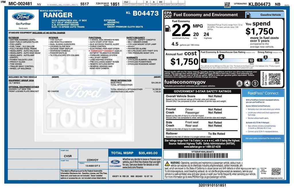 Used 2019 Ford Ranger XLT AWD/4WD image 2