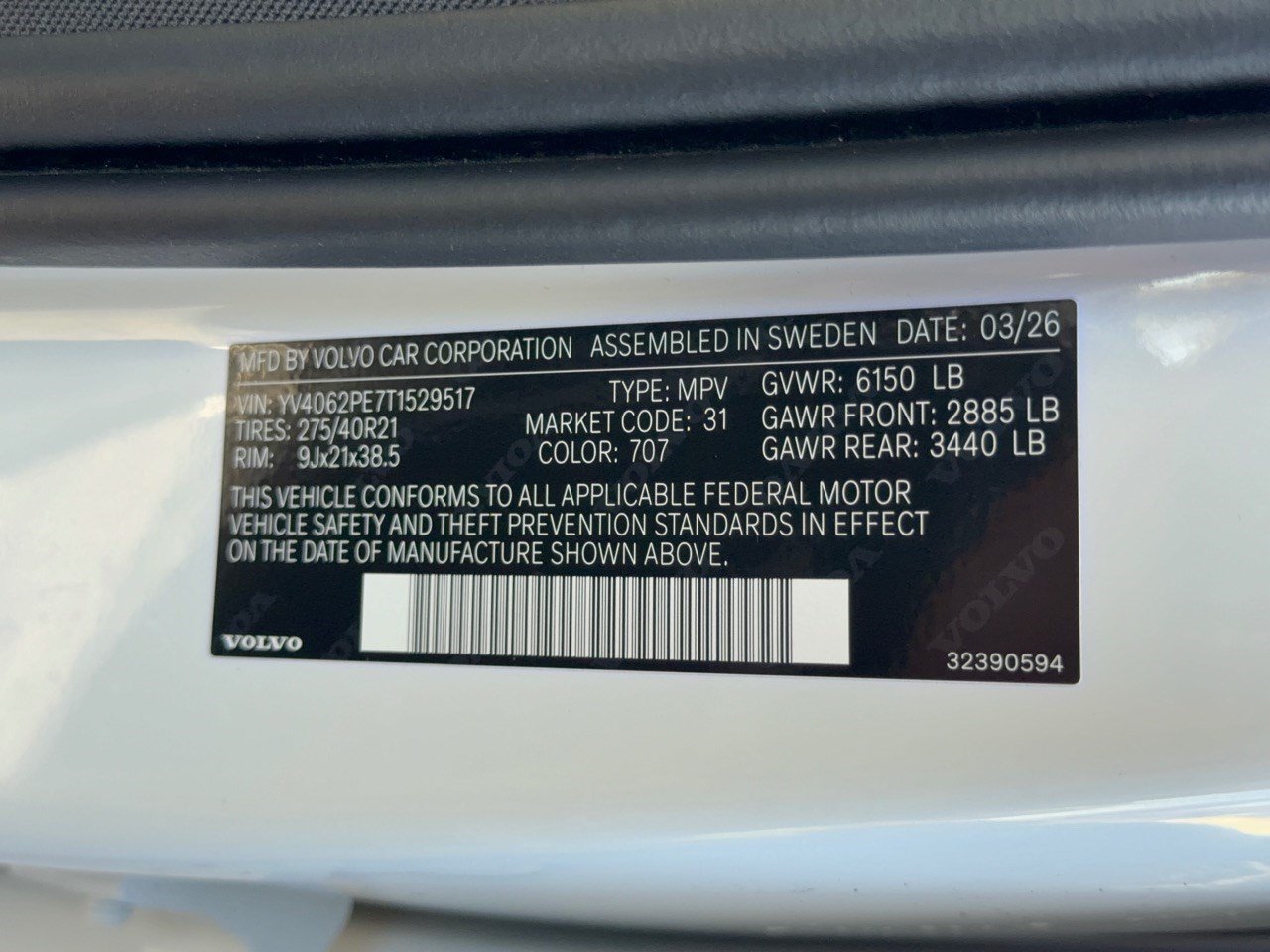 Used 2026 Volvo XC90 B6 Plus w/ Protection Package AWD/4WD image 31