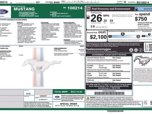 Used 2024 Ford Mustang Coupe w/ Mustang Nite Pony Package RWD image 7
