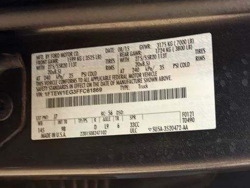 Used 2015 Ford F150 Platinum w/ Max Trailer Tow Package image 12