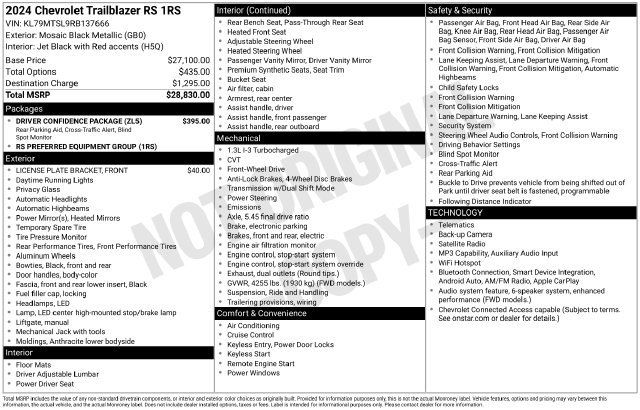 Certified 2024 Chevrolet TrailBlazer RS w/ Driver Confidence Package FWD image 37