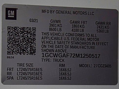 Used 2021 Chevrolet Express 2500 135''WB Low Roof 6.6L V8 Miniv w/ Driver Convenience Package image 34