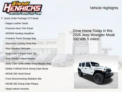 New 2026 Jeep Wrangler Unlimited Rubicon 392 w/ Quick Order Package 27X Moab