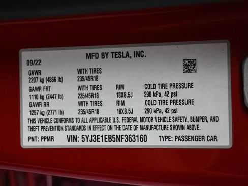 Used 2022 Tesla Model 3 Long Range AWD/4WD image 8