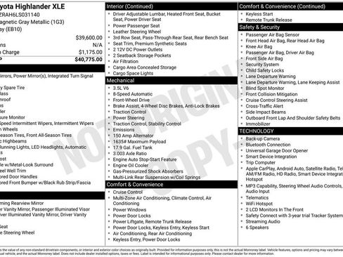 Used 2020 Toyota Highlander XLE FWD image 2